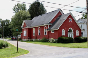 Tim Schramm’s home in East Palmyra. The building is a former Dutch Reformed church and later Baptist church. “It was always my dream to live in a converted church,” he says.